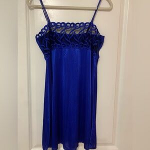 Royal Blue Slip Dress with Lace Yoke